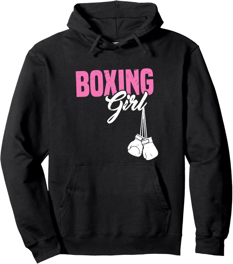 Boxing Girl | Women Healthy Fitness Workout Lifestyle Quote Pullover Hoodie