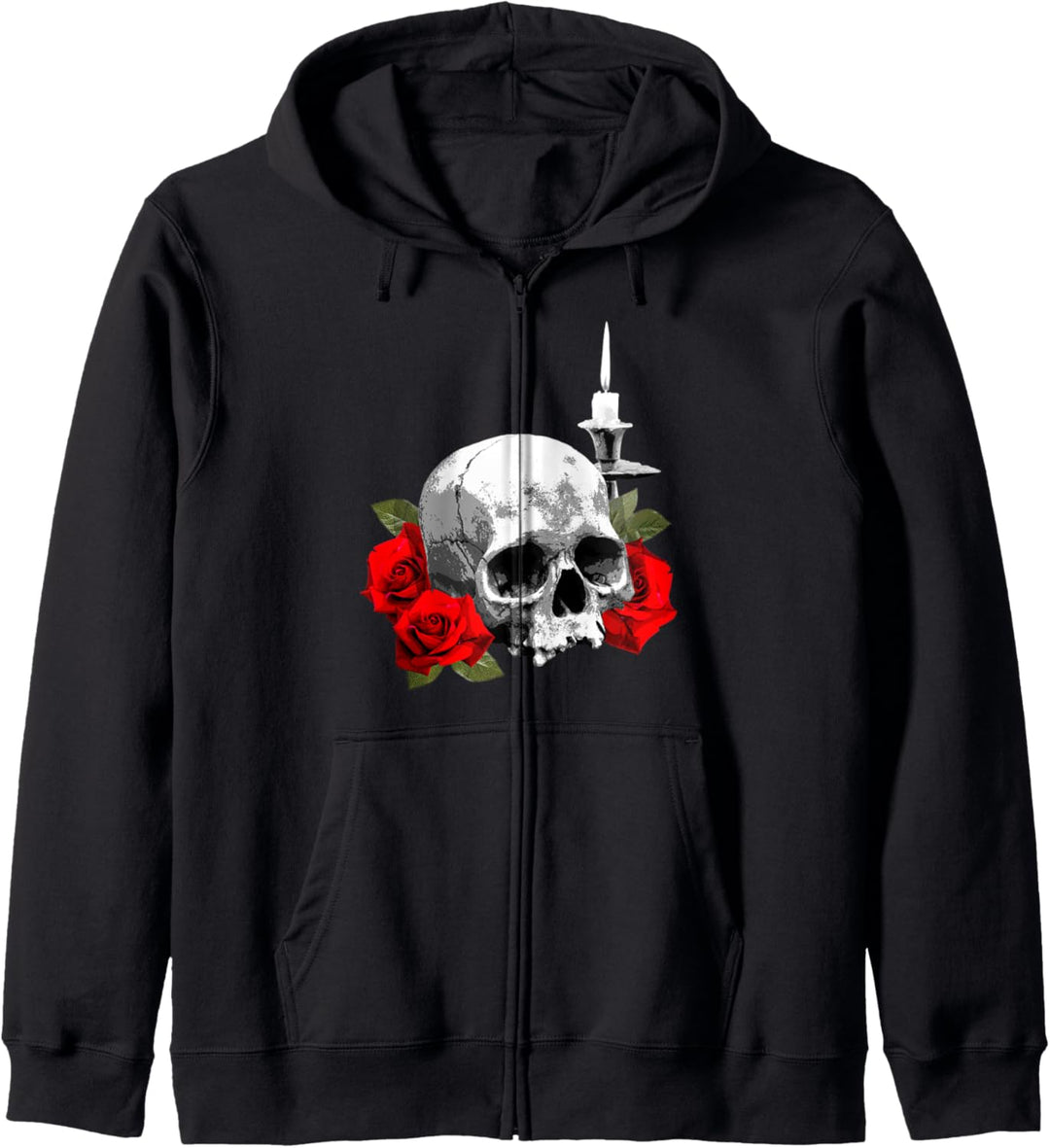 Skull, Roses and Candle Kapuzenjacke