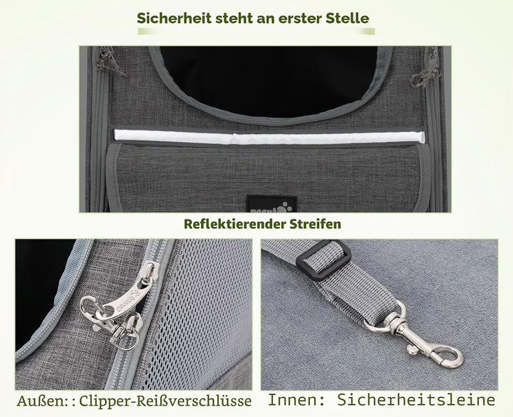 pecute Katzenrucksack Haustier Rucksack mit Netzfenster, Tragbare und Faltbare Katzentasche, Atmungs
