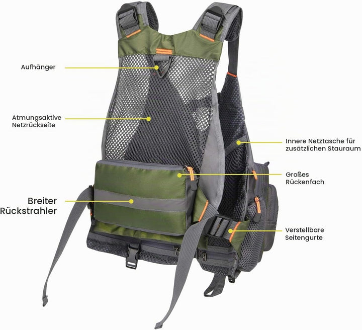 Gonex Angel Weste Herren verstellbare Arbeitsweste mit Mehreren Taschen für Angeln Fliegenfischen Ou