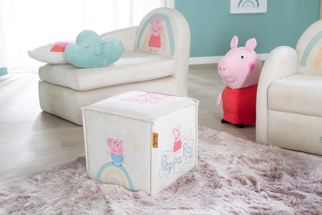 roba Kinderhocker im Peppa Pig Design - Sitzwürfel für Jungen & Mädchen ab 18 Monaten - Belastbar bi