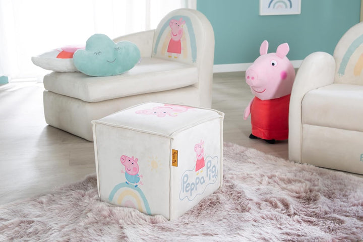 roba Kinderhocker im Peppa Pig Design - Sitzwürfel für Jungen & Mädchen ab 18 Monaten - Belastbar bi