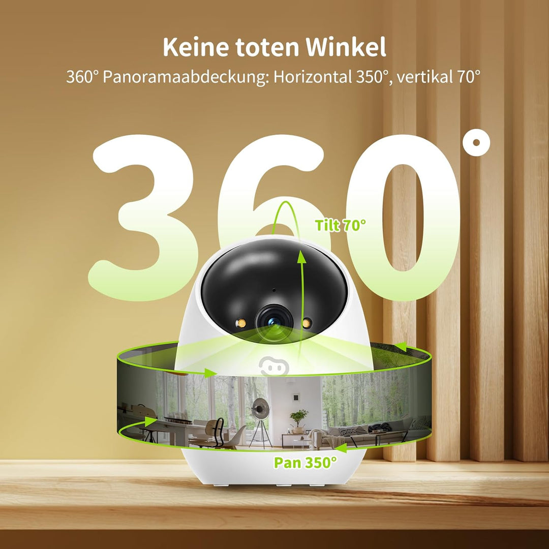 Innenkamera für Überwachung und Sicherheit, 2,4 GHz WiFi Farb-Nachtsicht, WLAN-Kamera für Haustiere/