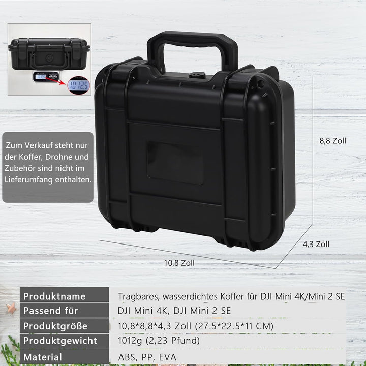 Tragbarer Wasserdichter Drohnenkoffer für DJI Mini 4K/Mini 2 SE & Zubehör