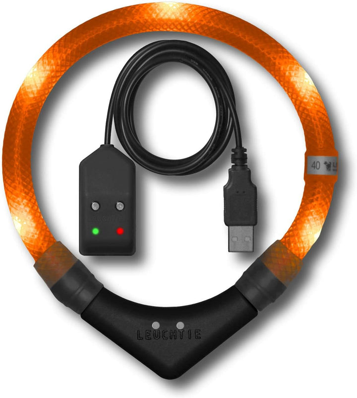 LEUCHTIE® Leuchthalsband Easy Charge Sunset orange Grösse 50 I USB aufladbar I LED Halsband für Hund