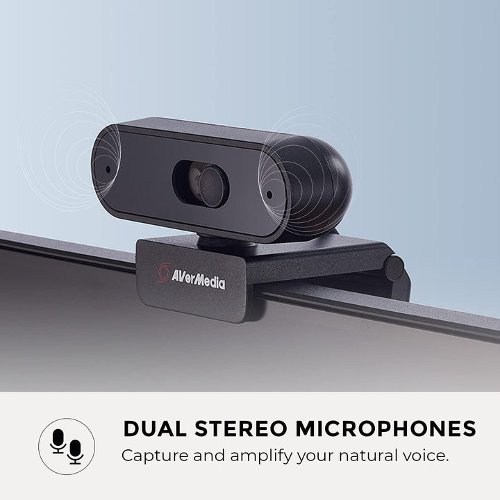 AVerMedia PW310P Webcam, Webcam Cover, 1080p / 30fps Video Chat und Aufnahme, Plug & Play, Mikrofone