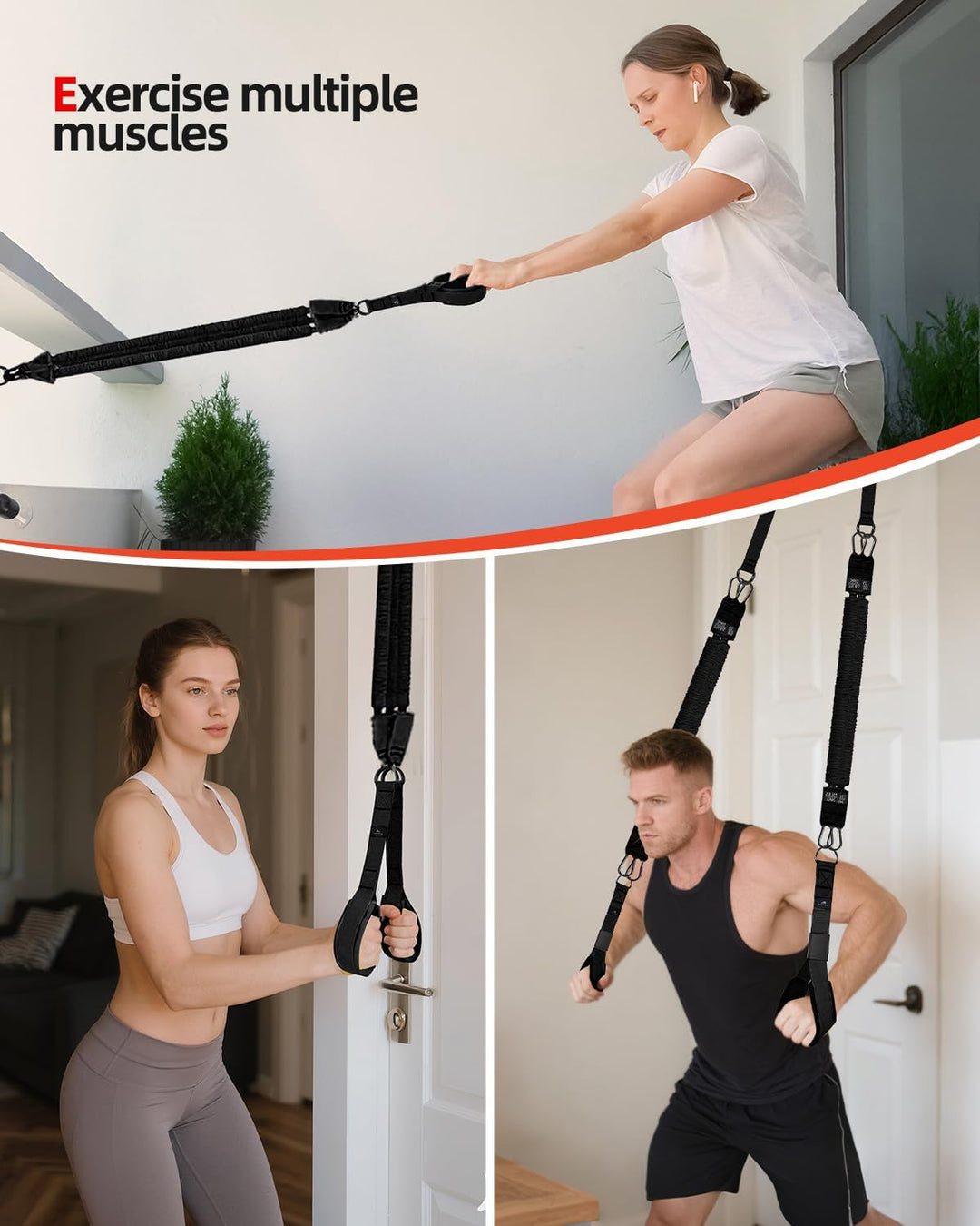 Abahub Trizeps Band Set mit Türanker Verstellbar Tricep Pull Down Fitnessband für Zuhause, Armtraini
