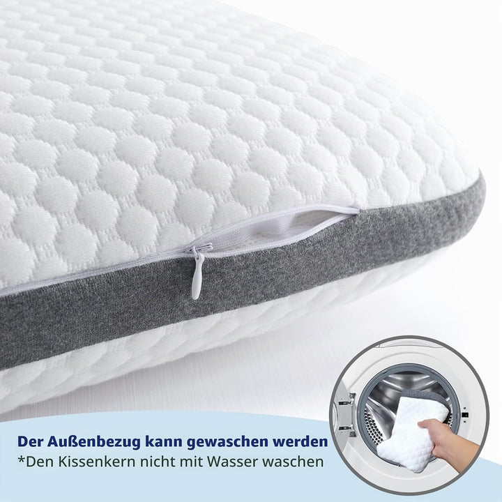 NOFFA Kopfkissen Hart Fest zum Schlafen 11 cm Höhe, Visco Feste Kissen Seitenschläfer Orthopädisch,