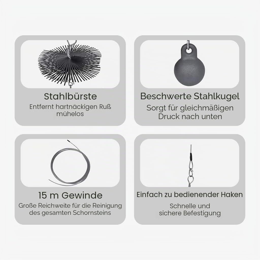 vidaXL Schornsteinbesen 20cm Kaminbesen Russbesen Schornsteinfegerbesen Bürste 20 m