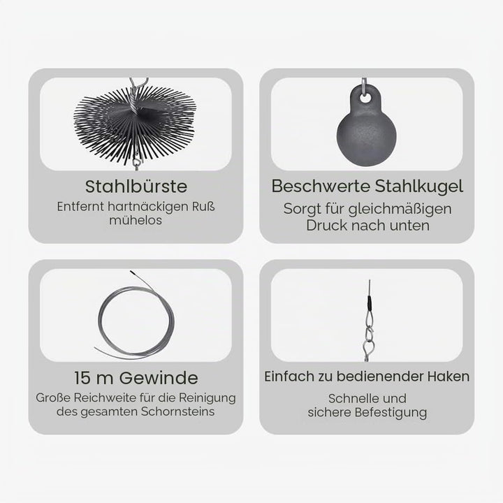 vidaXL Schornsteinbesen 20cm Kaminbesen Russbesen Schornsteinfegerbesen Bürste 20 m