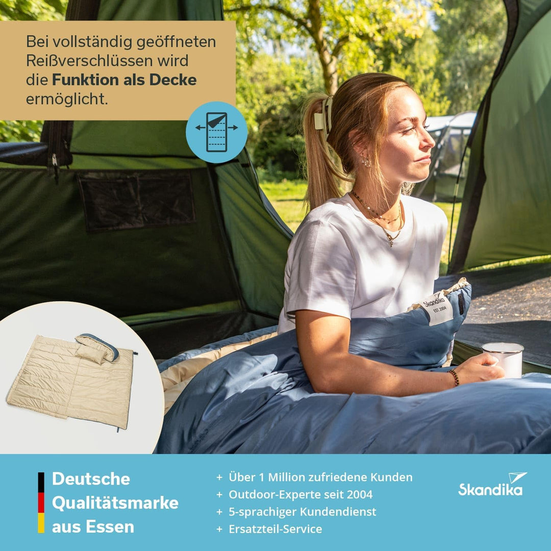 Skandika Schlafsack Oppdal| Deckenschlafsack für Erwachsene, 3 Jahreszeiten, Kompakt, leicht, rechte