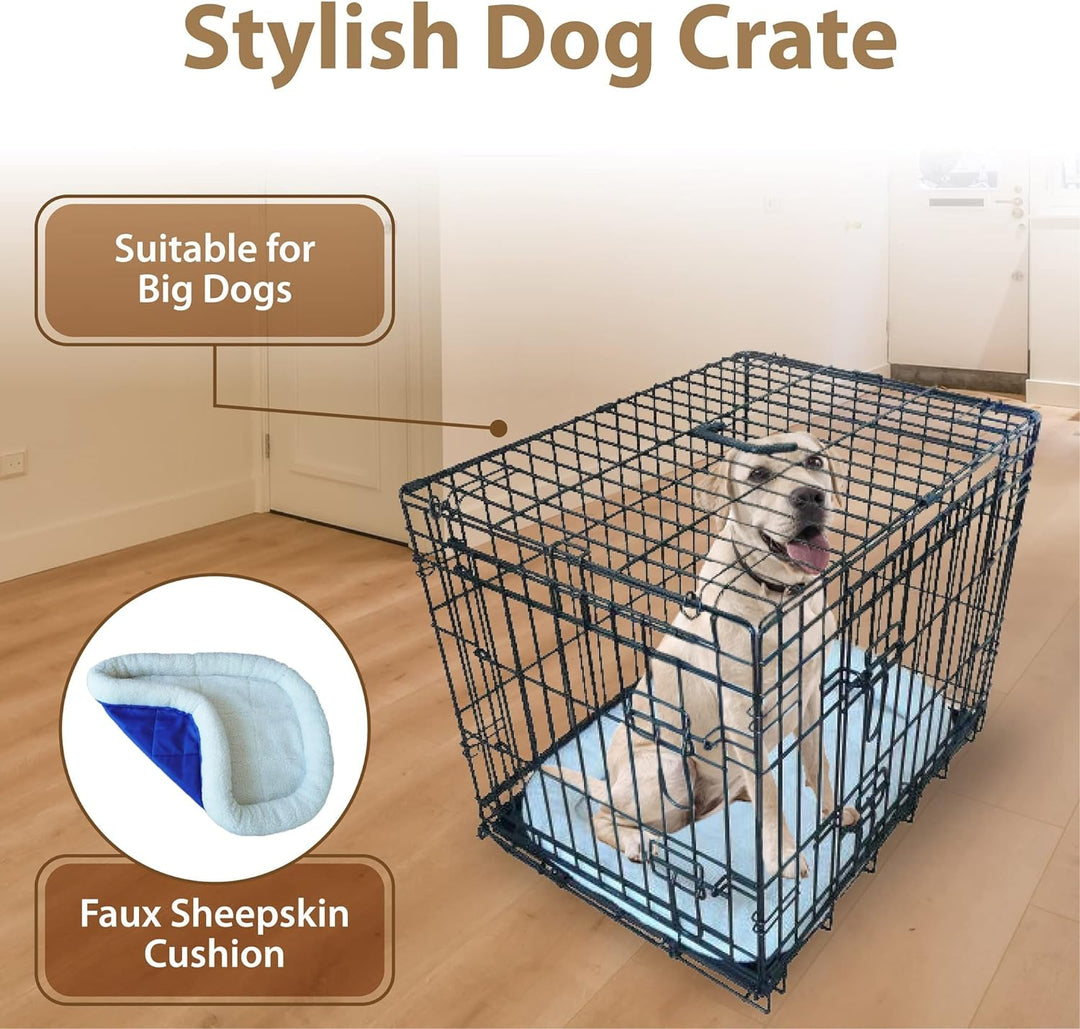 Ellie-Bo Deluxe-Hundekäfig, Welpenbox, klappbar, 76 cm, 2 Türen, mit Decke aus künstlichem Schaffell