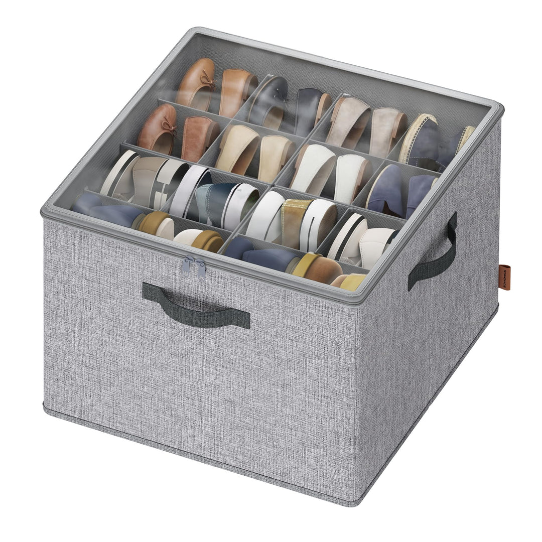 SONGMICS Schuh-Organizer, Schuhaufbewahrung, für 16 Paar Schuhe, Schuhbox, Griffe, platzsparend, Auf
