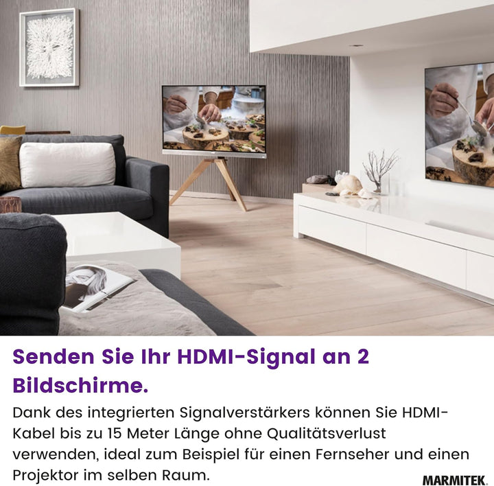 HDMI Splitter 4K60 - Marmitek Split 312 UHD - 1 Ein / 2 Aus - Ultra HD - 4K60 - HDMI Verteiler - 384