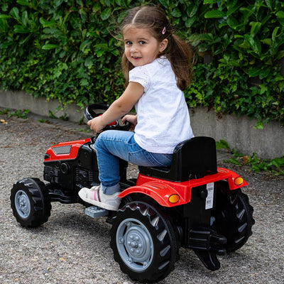 Lemodo Trettraktor ab 3 Jahre | Kinder Traktor in rot| Traktor zum draufsitzen | Kindertraktor mit A