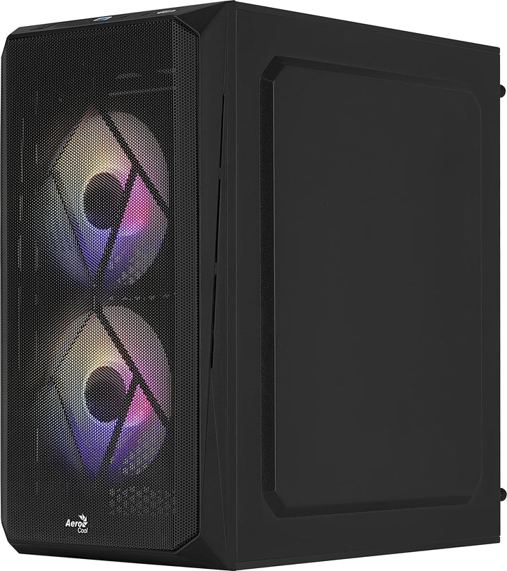 AeroCool CS107 V2, MicroATX- PC-Gehäuse, Seitenfenster, 3 x 120mm FRGB-Lüfter, CS107V2, schwarz Schw