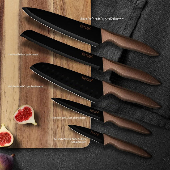 hecef Küchenmesser Set 5 Teilig, Professionelle Scharfe Kochmessersets, Messer-Set aus Edelstahl mit