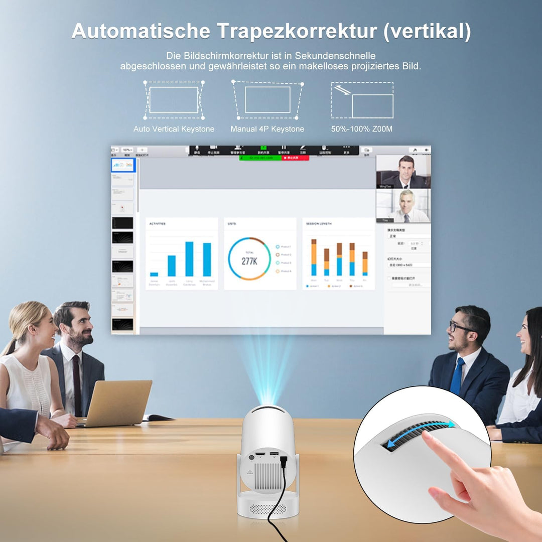 2026 Salange Mini Beamer 4K 1080P Unterstützt,Smart Projektor Android 14.0 | Tragbarer Beamer mit Wi