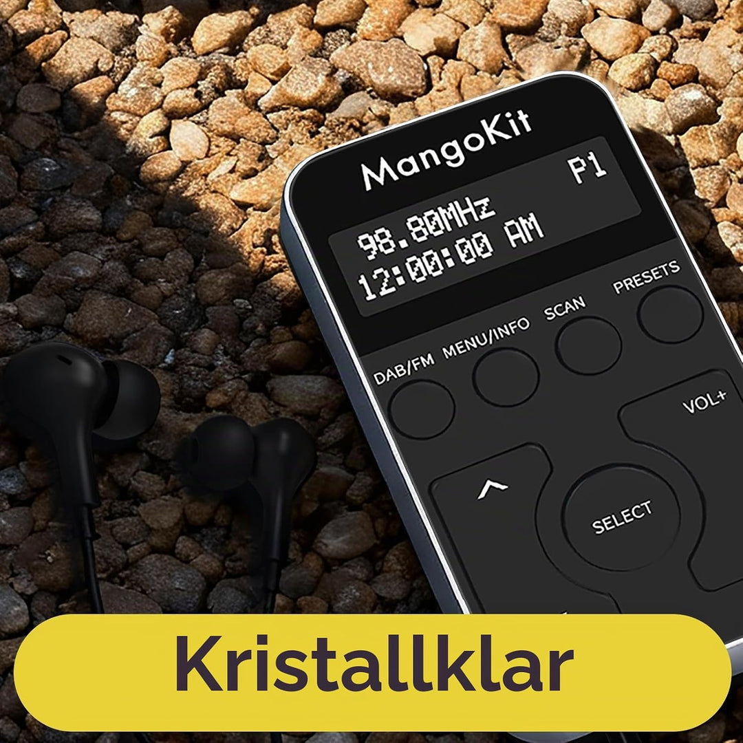MangoKit Kleines Tragbares Mini DAB/DAB+/UKW-Radio,Digitales Taschenradio mit Kopfhörer,Wiederauflad