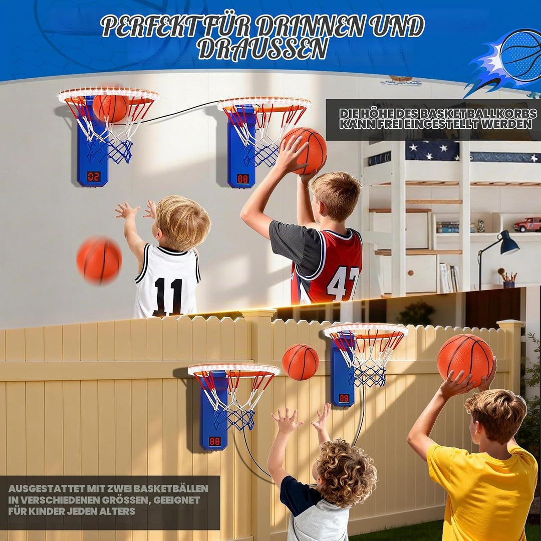 Mini Basketballkorb, 2pcs Basketballkorb mit Elektronische Anzeigetafel, Indoor Hoop Höhenverstellba