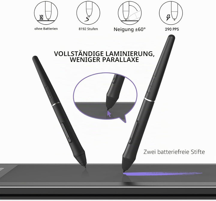 VEIKK Grafiktablett mit Display, VK1200 FHD IPS 11,6 Zoll Grafiktabletts mit 100% sRGB Bildschirm, 6