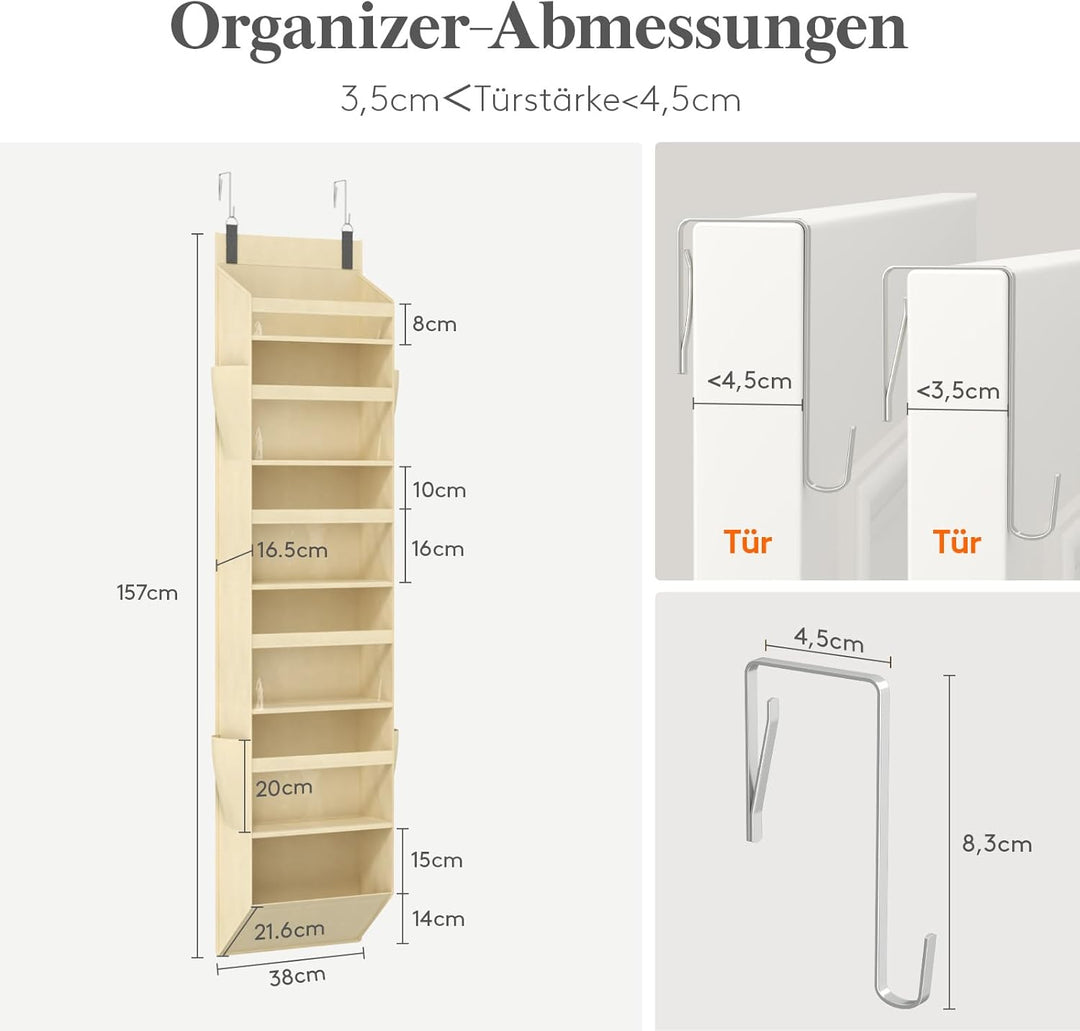 Lifewit Türorganizer Hängeorganizer, 6 Regal klar Fenster hängende Lagerung mit 4 Seitentaschen, Tür