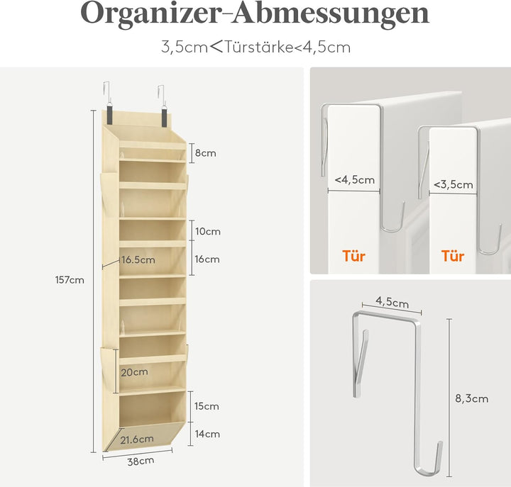 Lifewit Türorganizer Hängeorganizer, 6 Regal klar Fenster hängende Lagerung mit 4 Seitentaschen, Tür