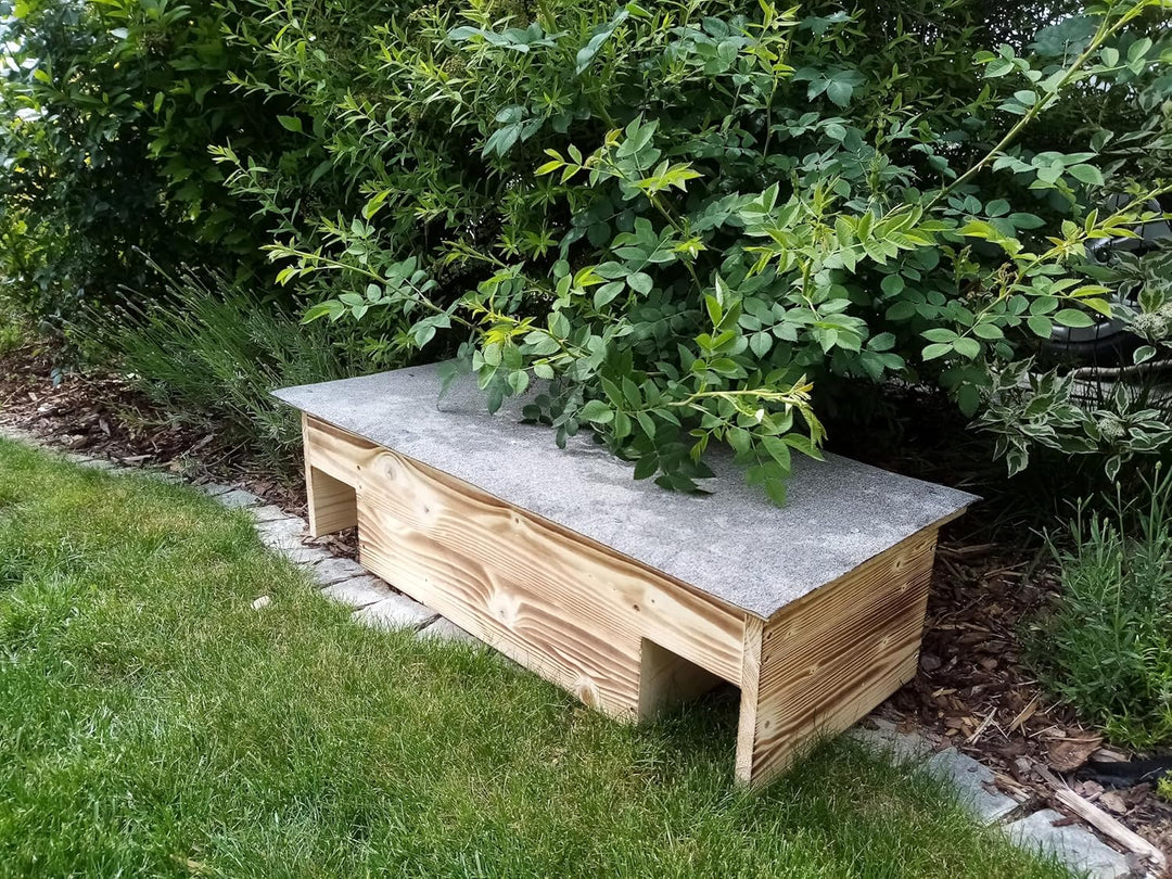 Igelhaus XL Igelschutz geflammt Dachpappe Isolierung Rattenklappen handgemacht Gratis Stroh 84x40x23