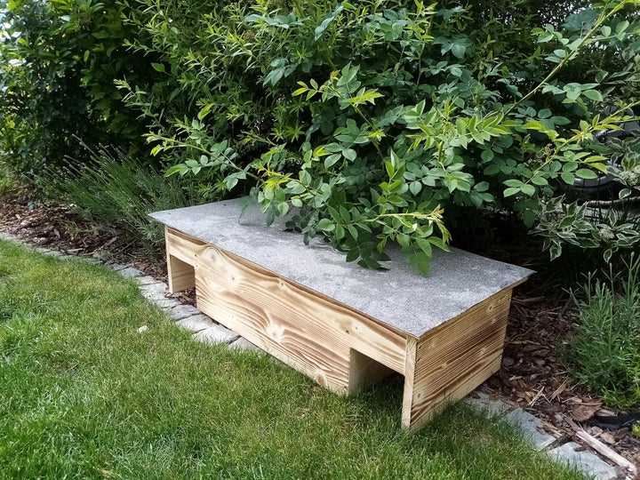 Igelhaus XL Igelschutz geflammt Dachpappe Isolierung Rattenklappen handgemacht Gratis Stroh 84x40x23