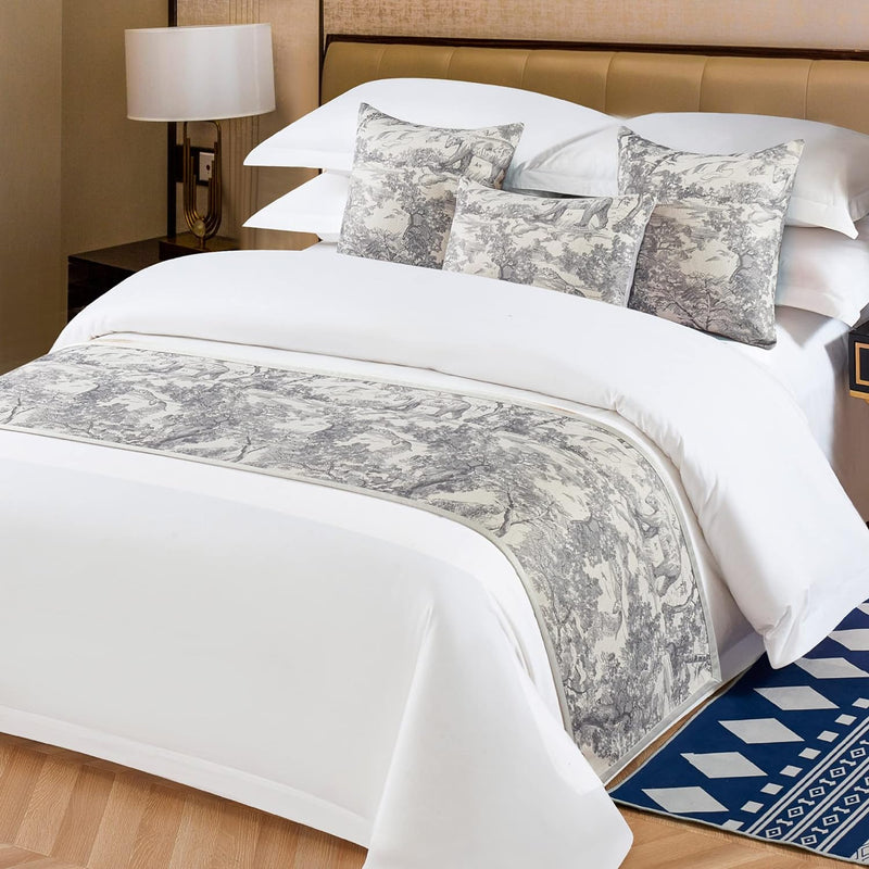 OSVINO Bettläufer Blumen Mikrofaser Weich Anti-Falten Dekorieren für Bett Sofa Schlafzimmer Hotel Zi