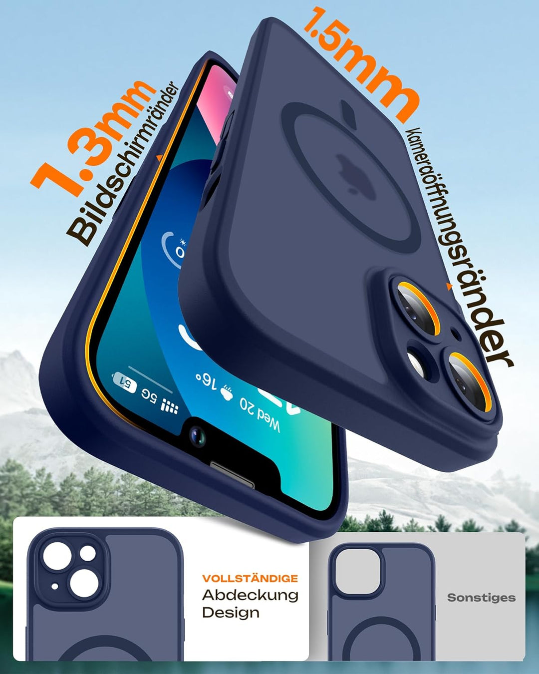 TOCOL 3 in 1 für iPhone 13 Hülle für MagSafe, Vollständiger Kameraschutz Stossfest Kratzfest Magneti