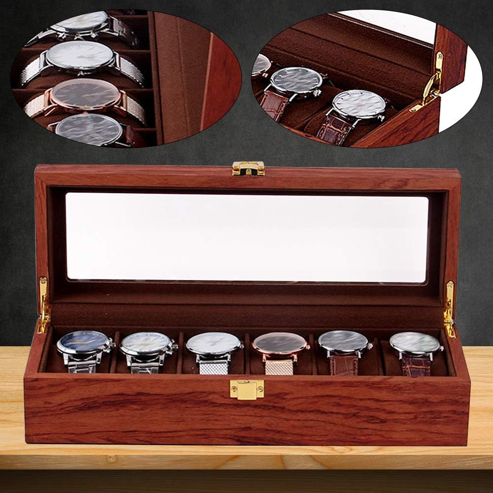 soudesileim 6 uhren aufbewahrungsbox holz, Uhrenbox mit Herausnehmbaren uhrenhalter, watch box mit G