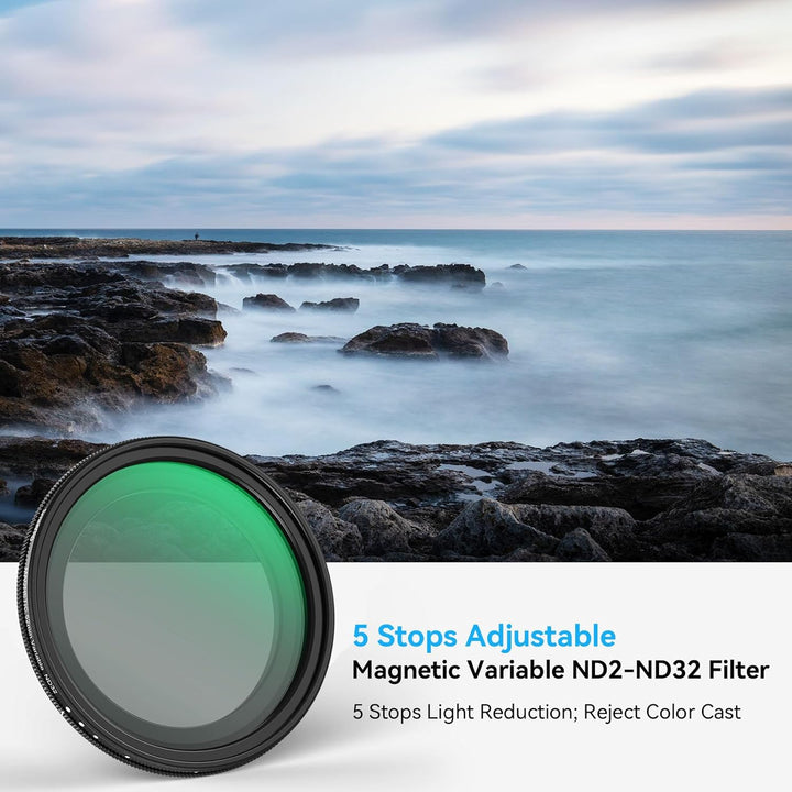 SMALLRIG 52mm Magnetischer Variabler ND-Filtersatz, ND2-ND32 (1–5 Blendenstufen) VND-Filter mit M-Mo