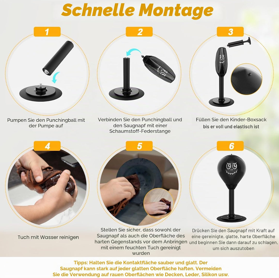 SVANE Starke Saugkraft Desktop-Schlagball - Stressabbau Boxball mit verbessertem langlebigem Feder,