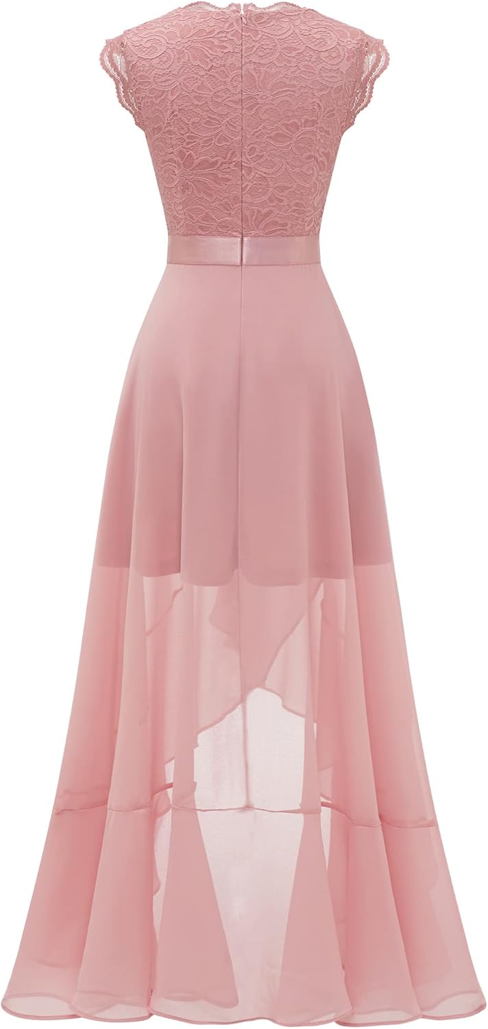 Dressystar Damen Elegant Abendkleider Hochzeit V-Ausschnitt Cocktailkleid Maxi Vokuhila Brautjunferk