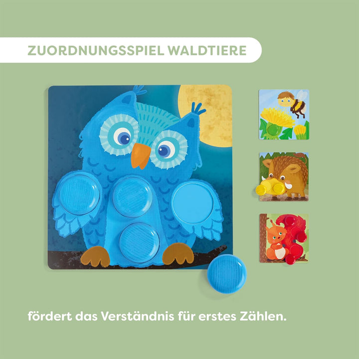 HABA Zuordnungsspiel Waldtiere – Montessori Lernspiel ab 18 Monaten, Holzspielzeug aus Buchenholz zu