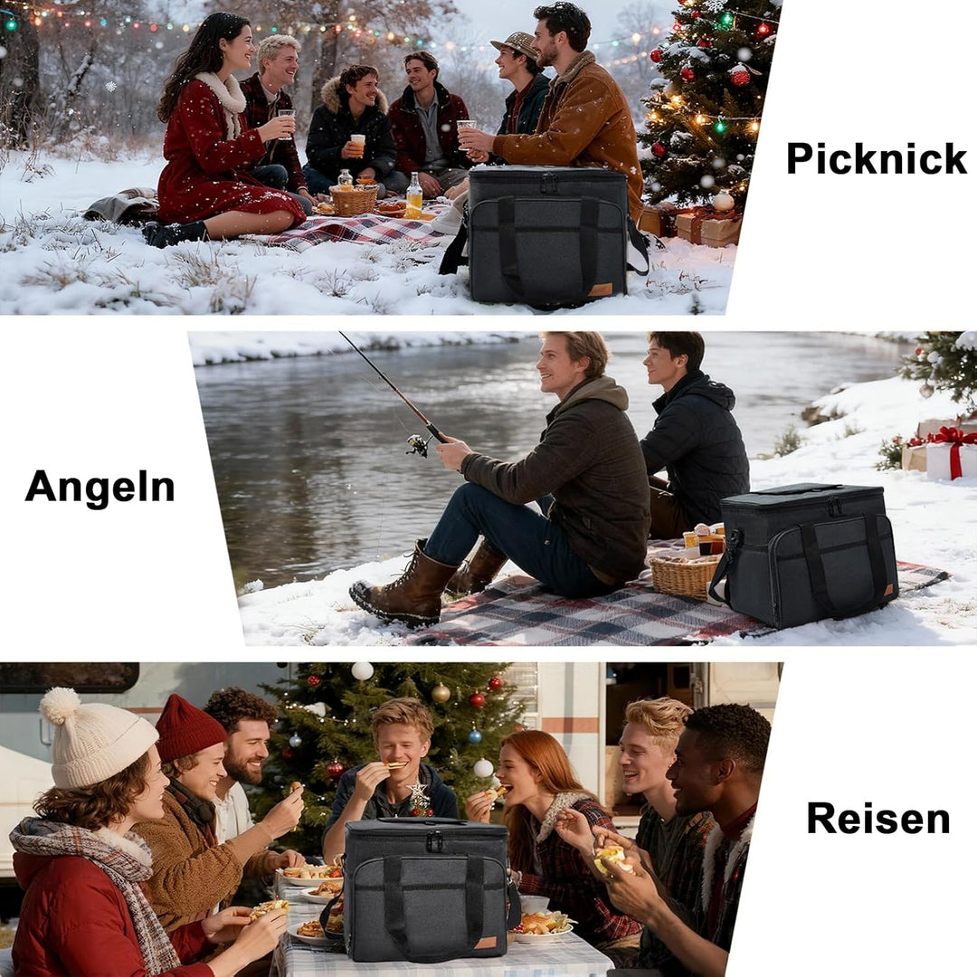 ALLCAMP 30L Kühltasche Faltbare Picknicktasche Thermo Tasche Isoliertasche Kühlkorb Kühlbox isolierb