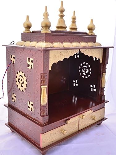 Jodhpur Handicrafts Hölzerner Heimtempel/Hölzerner Pooja Mandap/Pooja Tempel/Pooja Mandir mit Birne