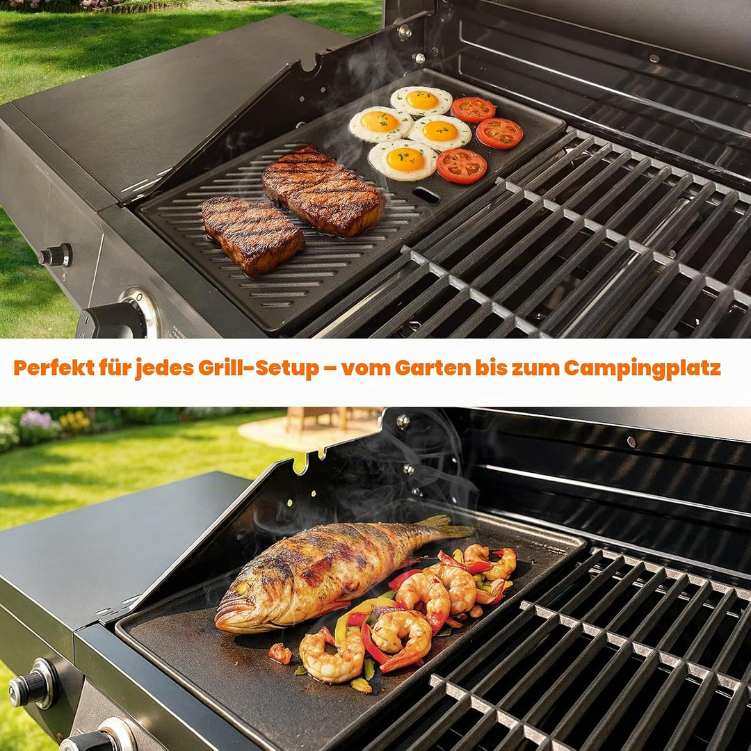 Denmay 43,5cm x 23,5cm Gusseisen Grillplatte für Landmann Triton 2, Enders Kansas Pro 4, Boston Blac