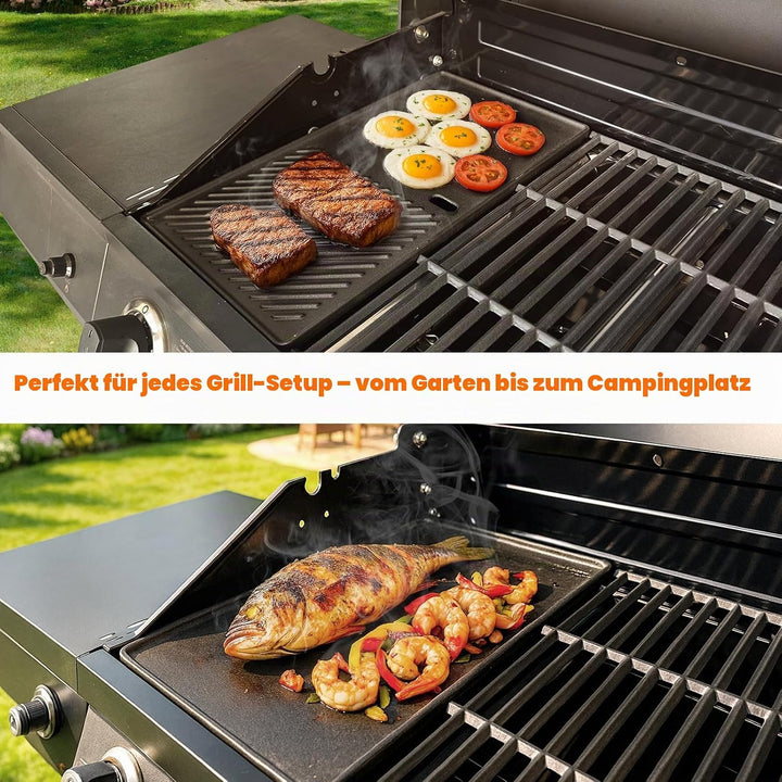 Denmay 43,5cm x 23,5cm Gusseisen Grillplatte für Landmann Triton 2, Enders Kansas Pro 4, Boston Blac