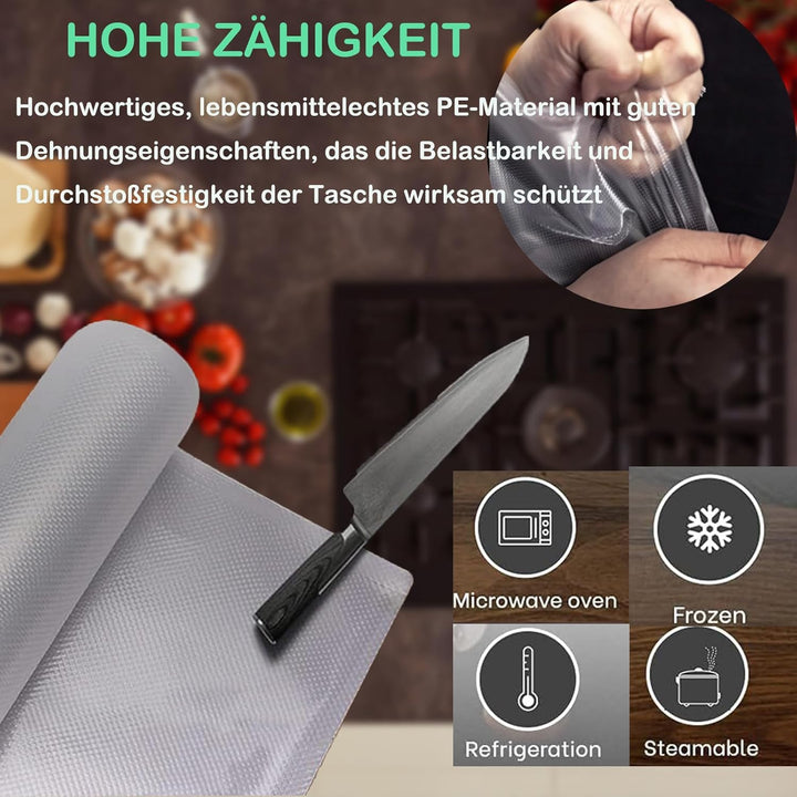 Vakuumrollen, 3 Rollen BPA-frei Profi- Folienrollen Vakumierfolienrollen für Vakuumierer & Lebensmit