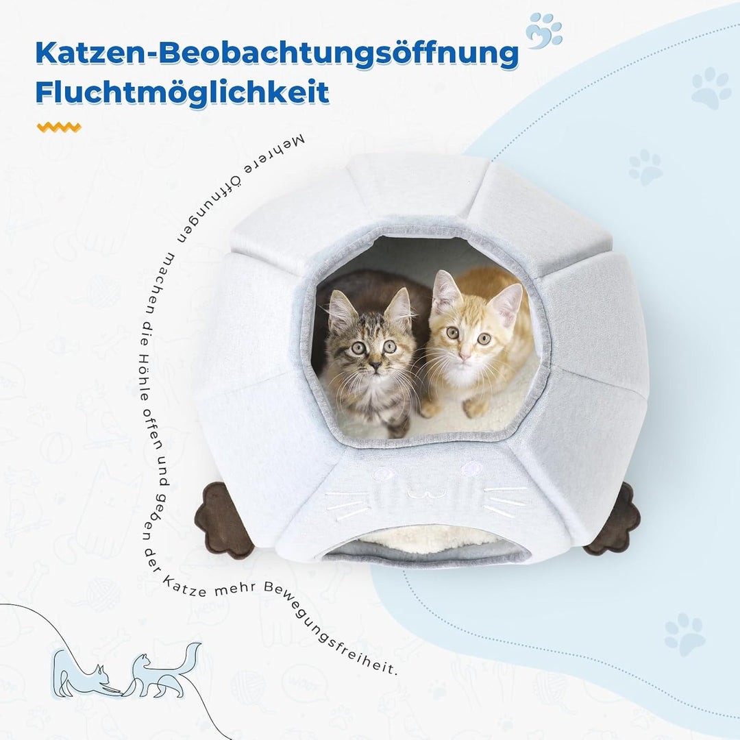 Katzenbett, Faltbare Katzen Katzenhöhle, 38x38x33cm (TxBxH) Katzenhaus Indoor mit abnehmbarem Sherpa