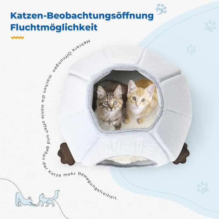 Katzenbett, Faltbare Katzen Katzenhöhle, 38x38x33cm (TxBxH) Katzenhaus Indoor mit abnehmbarem Sherpa
