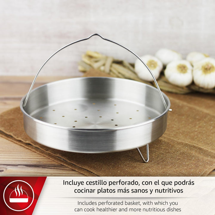 MAGEFESA ® Dynamic Schnellkochtopf 6 Liter + Korb, hergestellt aus 18/10 Edelstahl, für alle Herdart