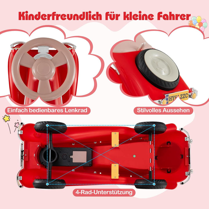 COSTWAY Rutschauto, klassisches Rutschfahrzeug mit Lenkrad & Hupe & LED-Scheinwerfer, Kinderfahrzeug