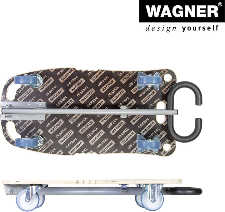 WAGNER Transportroller Transporthilfe 1187 I Schichtholz mit Grip I 80 x 40 x 14,5 cm, Tragkraft 300