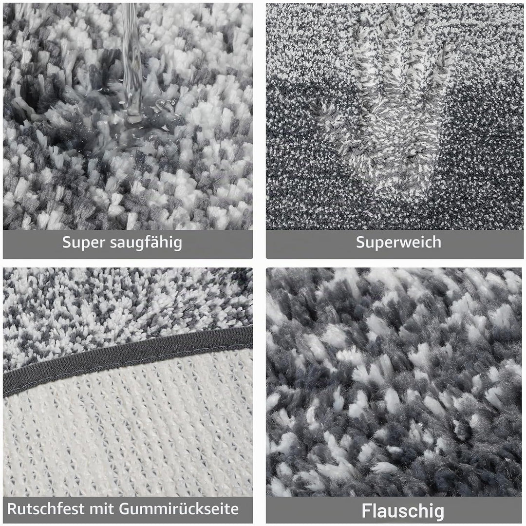 Famibay Badteppich Rund 80cm Badezimmerteppich rutschfest Badematte Absorbierend Waschbar Weich Badv