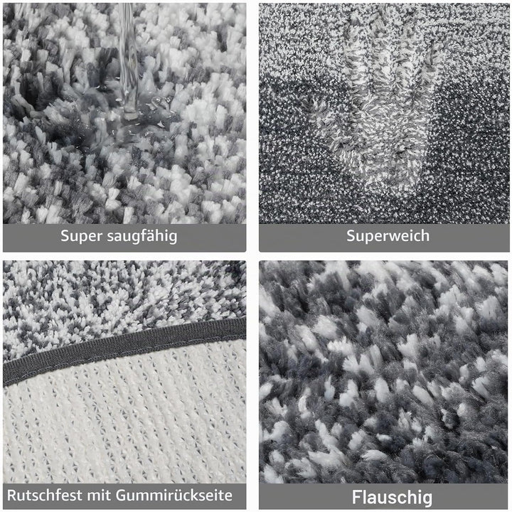 Famibay Badteppich Rund 80cm Badezimmerteppich rutschfest Badematte Absorbierend Waschbar Weich Badv