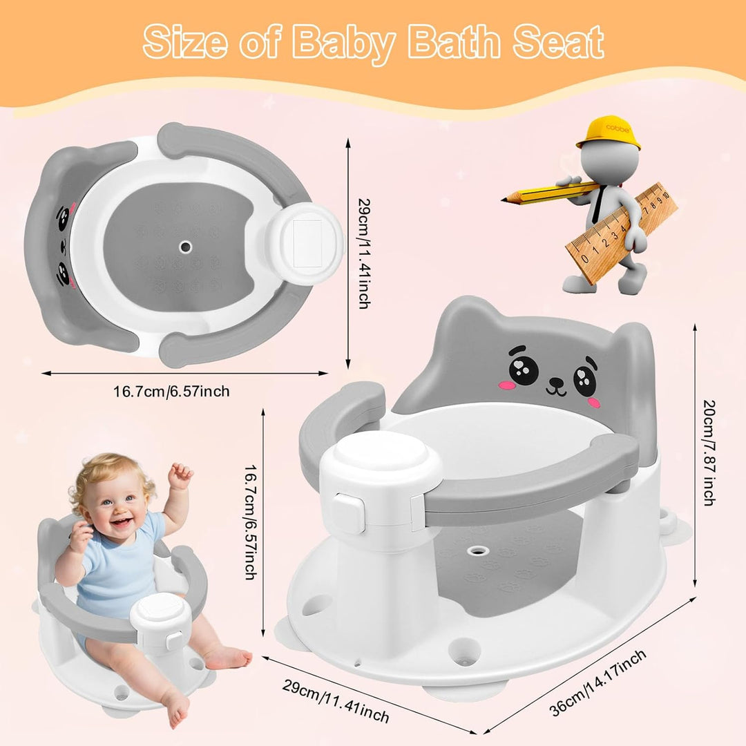 Badewannensitz Baby ab 6 Monate, Cartoon Rutschfester Badesitz Baby mit 4-starken Saugnäpfen, Neue e