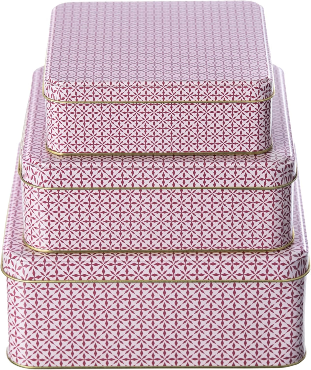 Brandsseller 3er Set Keksdose Rosa/Pink Eckig Weihnachtsdose Plätzchendose Gebäckdose Aufbewahrungsd